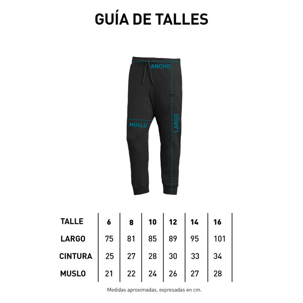 Tabla de talles JOGGING JUNIOR  REGIMENTALS W23