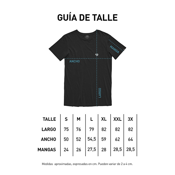 Guía de talle remeras Peru