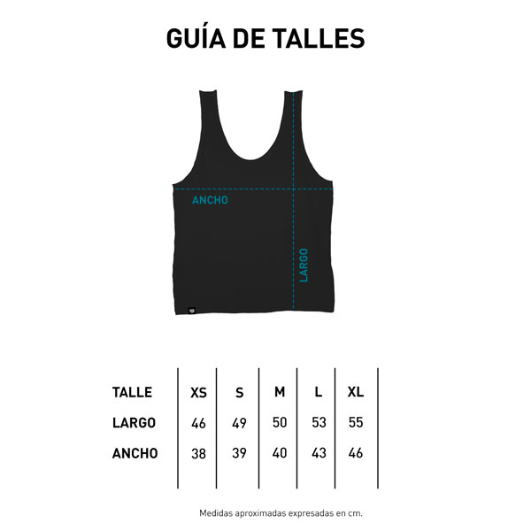 Tabla de talle Musculosas mujer Crop Ss23